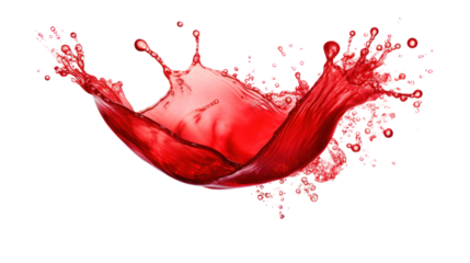 Red juice splash isolated on transparent and white background.PNG image