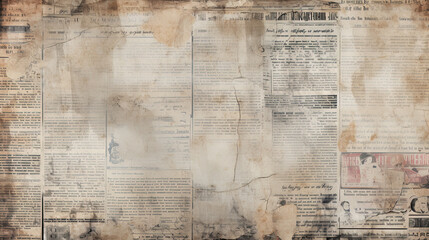 Newspaper paper grunge vintage old aged texture background - obrazy, fototapety, plakaty