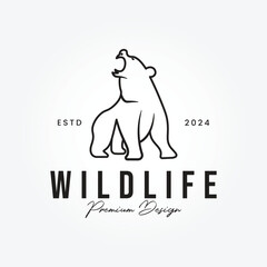 predatory bear badge logo vector illustration design