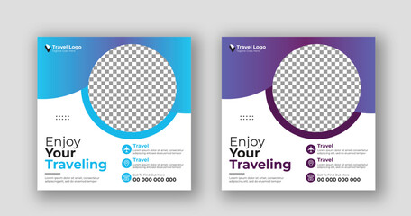 Business social media post square travel banner template