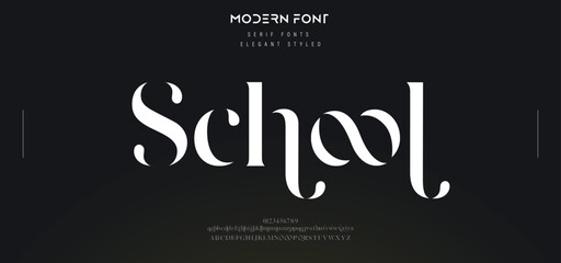 Elegant Font Uppercase Lowercase and Number. Classic Lettering Minimal Fashion Designs. Typography modern serif fonts regular decorative vintage concept. vector illustration