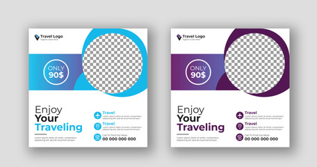 Business social media post square travel banner template