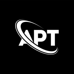 APT logo. APT letter. APT letter logo design. Initials APT logo linked with circle and uppercase monogram logo. APT typography for technology, business and real estate brand. - obrazy, fototapety, plakaty