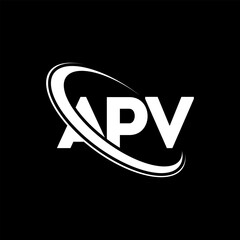 APV logo. APV letter. APV letter logo design. Initials APV logo linked with circle and uppercase monogram logo. APV typography for technology, business and real estate brand.