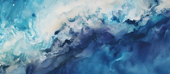 top view of abstract foamy sea water - obrazy, fototapety, plakaty