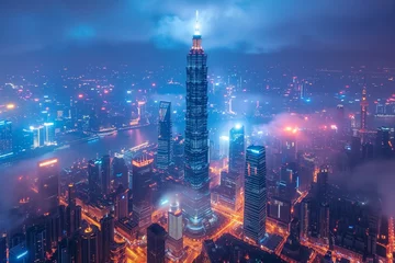 Photo sur Plexiglas Skyline shanghai skyline and modern city skyscrapers at night