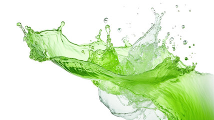 Green  water splashing isolated on transparent and white background.PNG image
