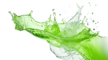 Green  water splashing isolated on transparent and white background.PNG image