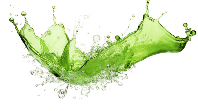 Green  water splashing isolated on transparent and white background.PNG image