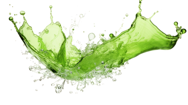 Green  water splashing isolated on transparent and white background.PNG image