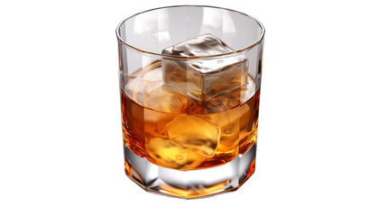 glass of whiskey isolated on transparent and white background.PNG image