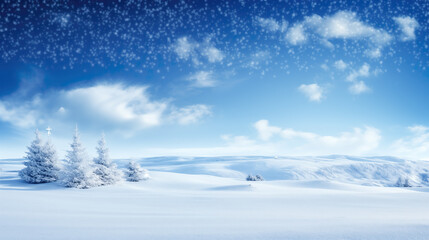 Fototapeta na wymiar wonderful clear night in winter, sky full of snow and stars