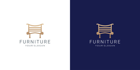 Sofa chair Furniture vector logo design. premium template design.