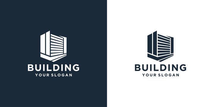 Building logo template. architects, layouts, modern buildings, for companies in the field of building and architects, logo design inspiration Premium Vector
