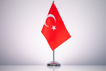 Turkey flag with a gray and clean background.
