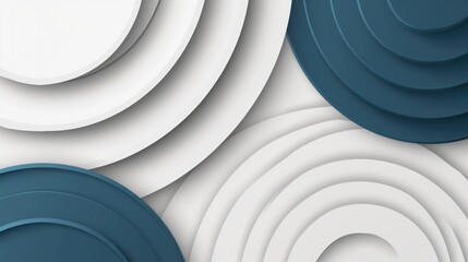 Abstract white and blue color, modern design stripes background with geometric round shape. Vector illustration.