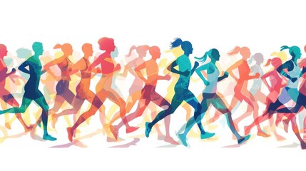 People running with all their might Geometry in vector on white background