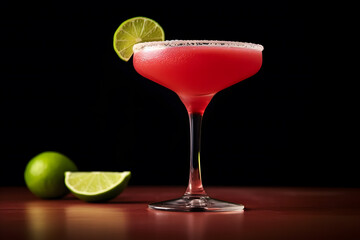 Strawberry Daiquiri. Pink cocktail with lime