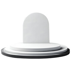 Two step Podium display , cylinder pedestal. Realistic modern rendering 3d shape for products display presentation. Abstract, Pastel minimal wall scene, Studio room.