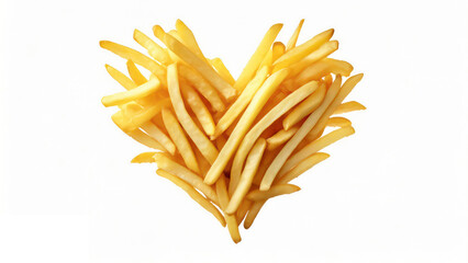 Isolated romantic heart drawn with french fries for Valentine's Day