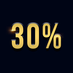 30% OFF Sale Discount Banner. Discount offer price tag concept. Offer sale with dark blue and golden text background