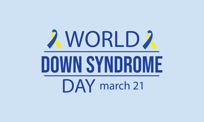world down syndrome day, World down syndrome day with blue yellow color awareness ribbon bow Vector illustration.