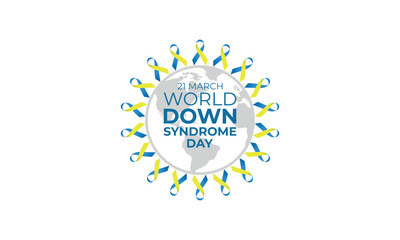 world down syndrome day, World down syndrome day with blue yellow color awareness ribbon bow Vector illustration.