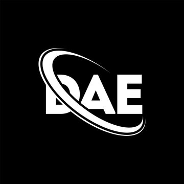 DAE logo. DAE letter. DAE letter logo design. Intitials DAE logo linked with circle and uppercase monogram logo. DAE typography for technology, business and real estate brand.