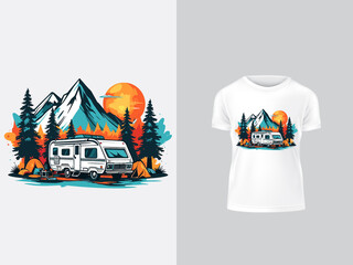 Vector Mountain, illustration, outdoor adventure t-shirt design