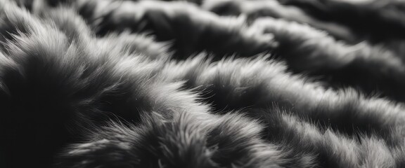 black fur texture top view. black sheepskin background. Fur pattern. Texture of black shaggy fur.