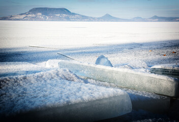 Lake Balaton in winter time - 725684889