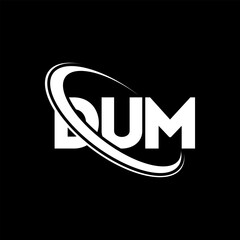 Fototapeta na wymiar DUM logo. DUM letter. DUM letter logo design. Initials DUM logo linked with circle and uppercase monogram logo. DUM typography for technology, business and real estate brand.