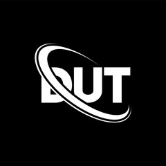 DUT logo. DUT letter. DUT letter logo design. Initials DUT logo linked with circle and uppercase monogram logo. DUT typography for technology, business and real estate brand.