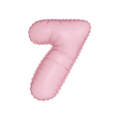 3D marshmallow pink color helium balloon number 7