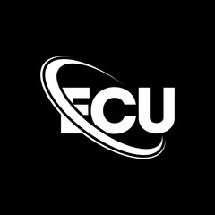 ECU logo. ECU letter. ECU letter logo design. Initials ECU logo linked with circle and uppercase monogram logo. ECU typography for technology, business and real estate brand.