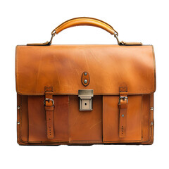 A Professional Leather Briefcase.. Isolated on a Transparent Background. Cutout PNG.