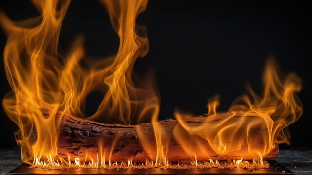 motion burning fire on dark background