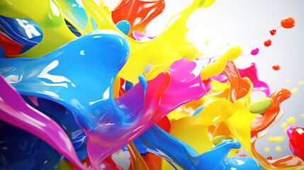 modern realistic close shot showing splashes in mixed colors crashing together, abstract wallpaper