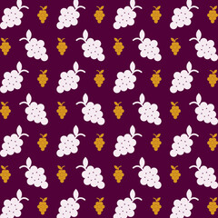 Grapes Icon Vector Illustration repeating trendy cute pattern colorful red background