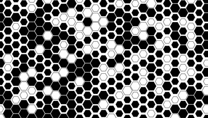 Black and white seamless pattern hexagon honeycomb texture. Vector abstract background illustration. Vector Format