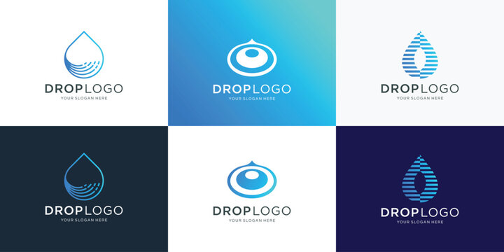 set of creative drop water logo design template inspirations.