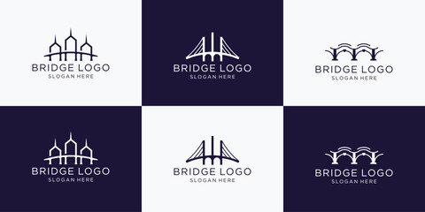 bridge simple modern logo set vector