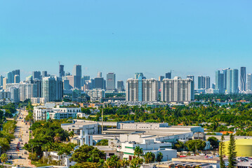 Fototapeta na wymiar View of Downtown Miami from Miami Beach Florida