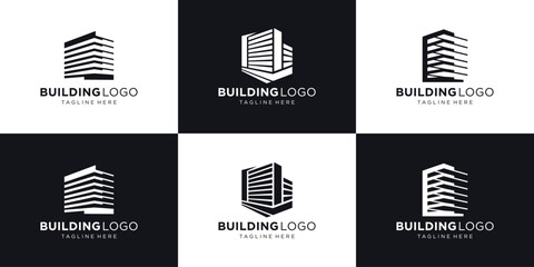 Symbol of building logo design inspiration, abstract real estate build logo collection. - obrazy, fototapety, plakaty