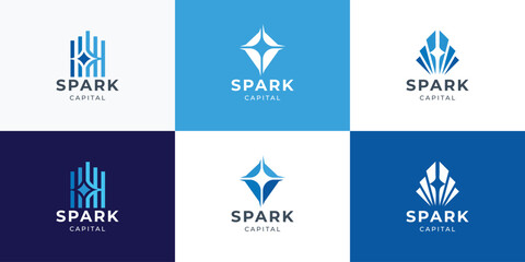 Obraz na płótnie Canvas Set of Corporate or agency business finance logo combine with spark vector collection inspiration.
