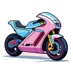 kawaii sport motorbike vector illustration