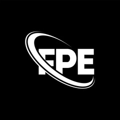 FPE logo. FPE letter. FPE letter logo design. Initials FPE logo linked with circle and uppercase monogram logo. FPE typography for technology, business and real estate brand.