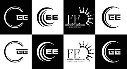 EE logo. E E design. WhitE EE letter. EE, E E letter logo SET design. Initial letter EE linked circle uppercase monogram logo. E E letter logo SET vector design. EE letter logo design	

