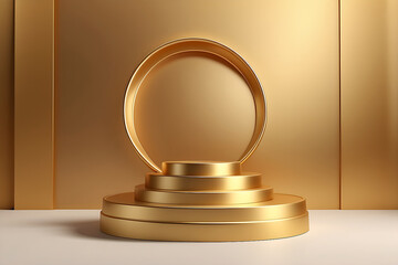 Product Showcase golden podium on golden background, Best for marketing and advertisement