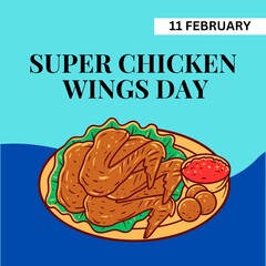 White Modern Super Chicken Wings Day Template  